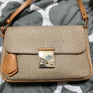 Borbonese authentic Italian leather tan shoulder bag
